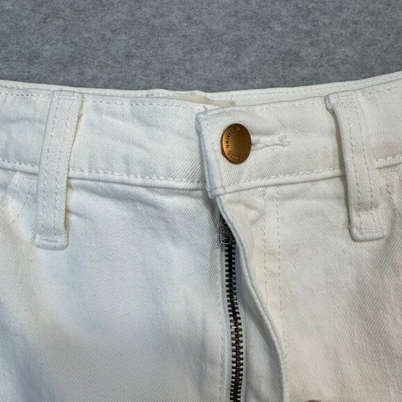 Universal Thread Jean Shorts WMNS 8R Highest Rise Shortie White Frayed Hem Denim - Picture 2 of 11